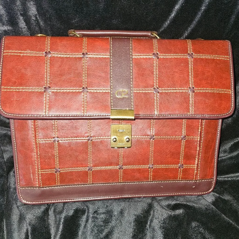 Men's Gorlent Brown Tan Leather Briefcase One Size
